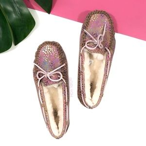 NEW UGG Dakota Metallic Spot Chestnut Moccasin Loafers 36
